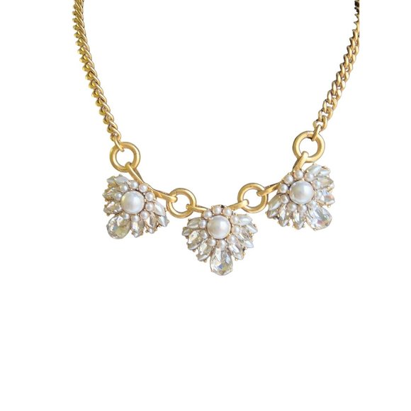 J. Crew Goldtone Rhinestone Statement Necklace - EUC - Picture 2 of 3